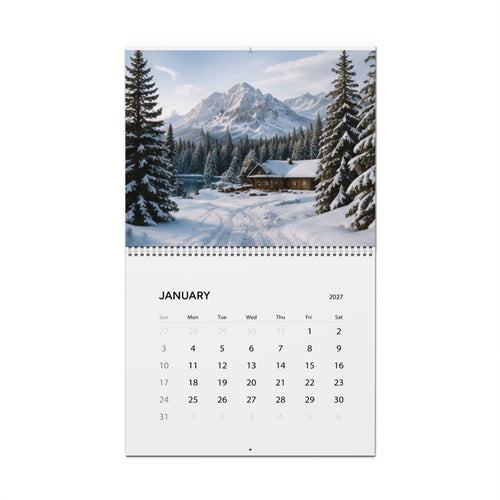 2027 Scenic Wall Calendar — Cozy Cabin & Neutral Home Photography Monthly Planner