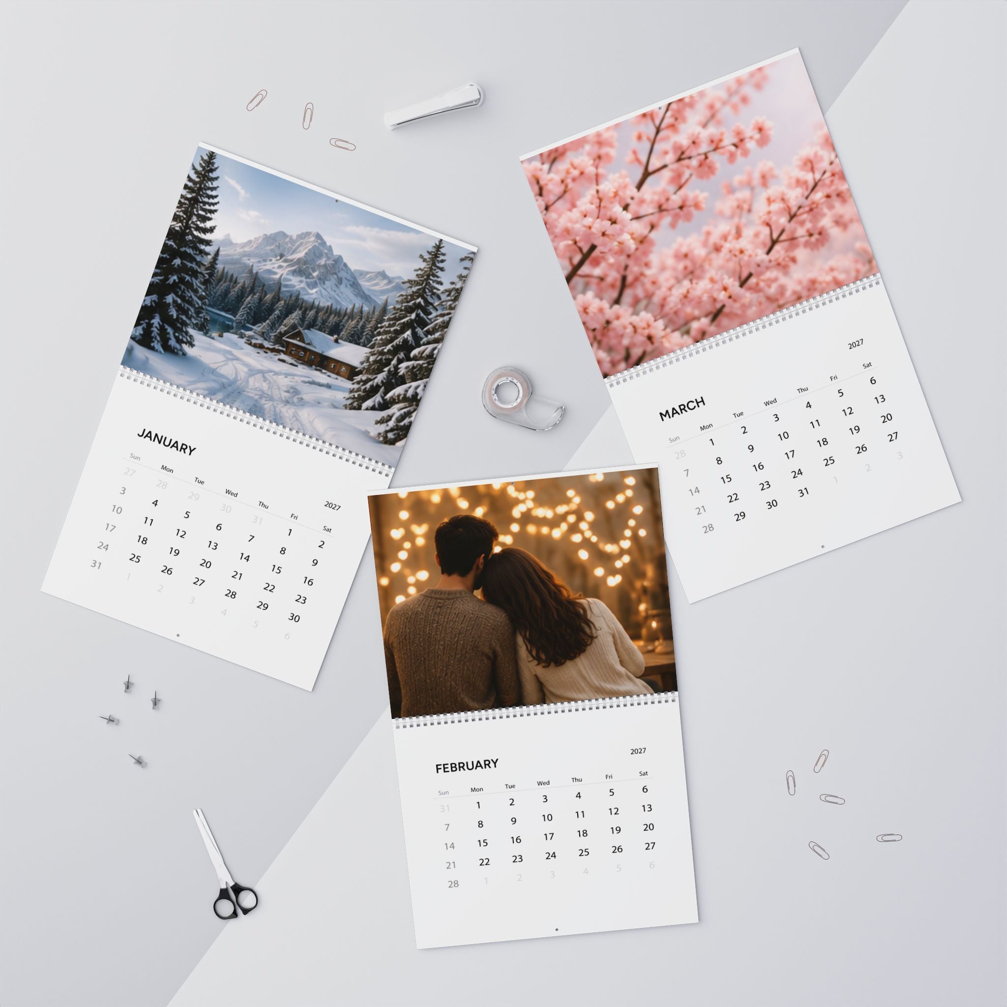 2027 Scenic Wall Calendar — Cozy Cabin & Neutral Home Photography Monthly Planner